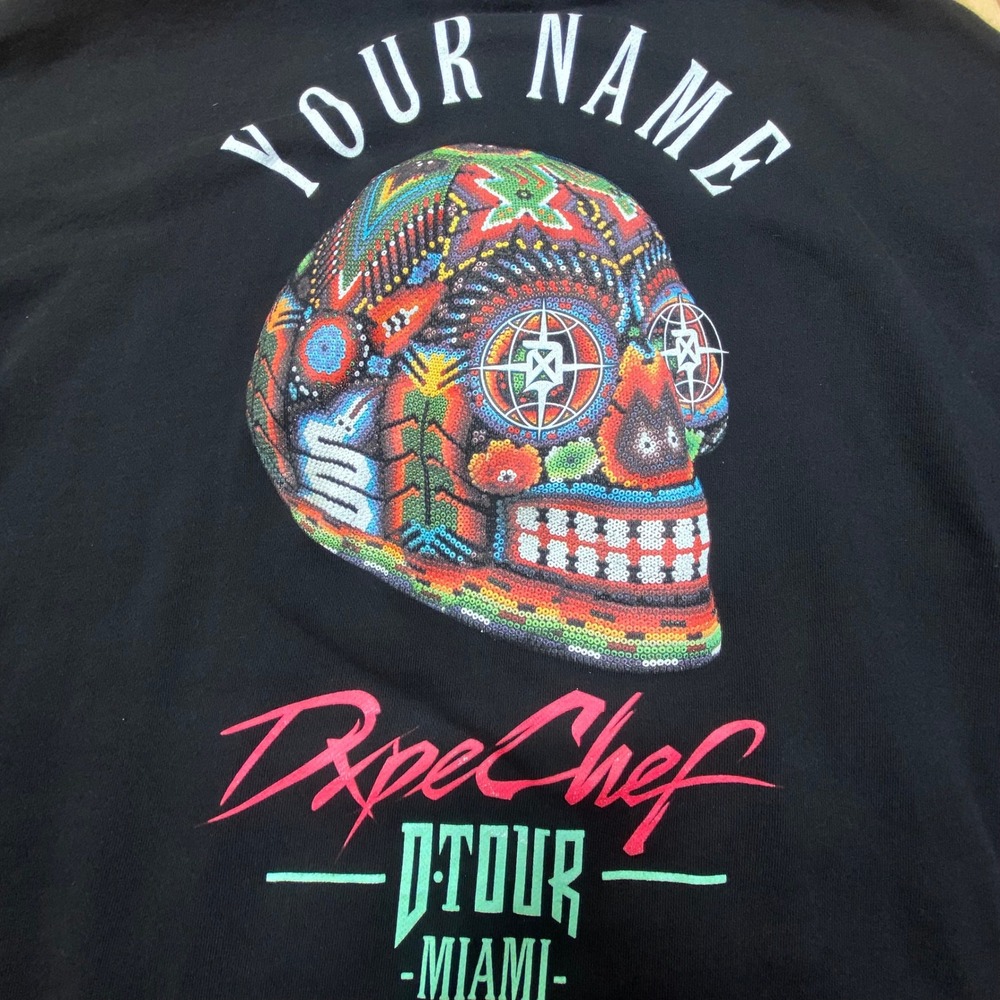 DXPE Chef Miami Sugar Skull Hoodie Mens XL Black Streetwear Pullover tattoo